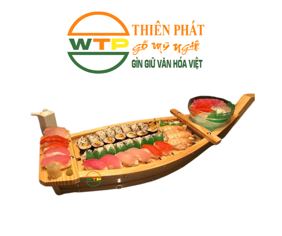 Thuyền Gỗ Trưng Bày Ẩm Thực - Thuyền sushi